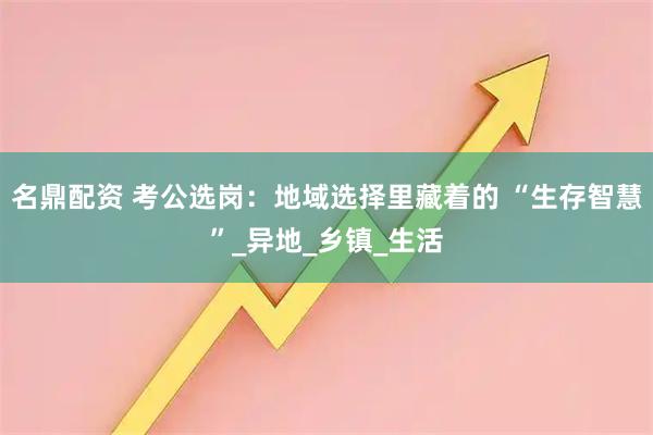 名鼎配资 考公选岗：地域选择里藏着的 “生存智慧”_异地_乡镇_生活
