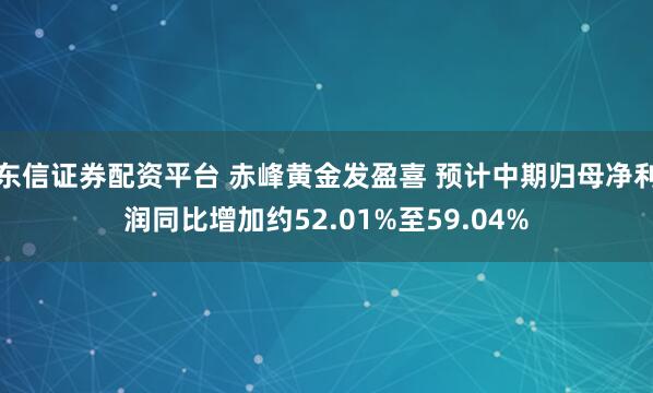 东信证券配资平台 赤峰黄金发盈喜 预计中期归母净利润同比增加约52.01%至59.04%