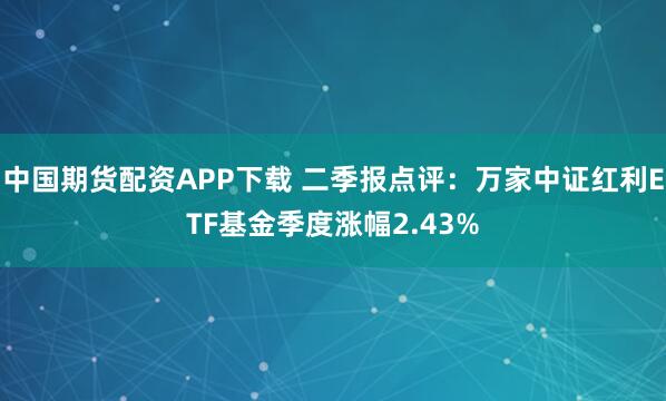 中国期货配资APP下载 二季报点评:万家中证红利ETF基金季度涨幅2.43%
