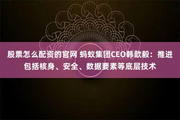 股票怎么配资的官网 蚂蚁集团CEO韩歆毅：推进包括核身、安全、数据要素等底层技术