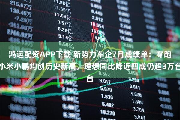 鸿运配资APP下载 新势力车企7月成绩单：零跑小米小鹏均创历史新高，理想同比降近四成仍超3万台