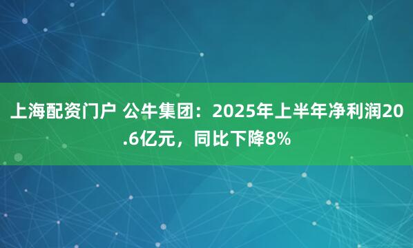 上海配资门户 公牛集团：2025年上半年净利润20.6亿元，同比下降8%